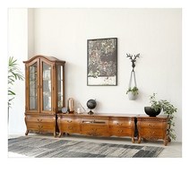 [유캐슬] [플러스4%쿠폰]제우스 엔틱 원목 거실장 세트(거실장+장식장+협탁), 상세 설명 참조