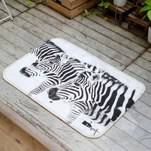 바이데코 극세사 나염 발매트 대, 흑백지브라