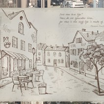 고급칼라안개시트_카페가 있는 거리02_180x90cm