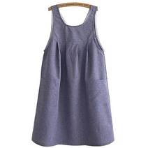 행복디자인 데일리 원피스 앞치마 블루