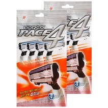 도루코 페이스4 휴대용 4중날 일회용 면도기 가정용 정품 1p 개별포장 (흰색 손잡이), 2개, 4개입