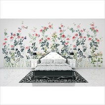로즈가든장미꽃 포인트벽지3폭짜리1세트완제품, 1J500102