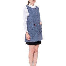 예경 구김없는 데님 원피스 앞치마 특대, 곤색, 1개