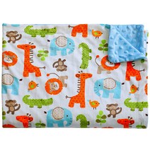 하늬통상 더블 극세사 아기담요 블랭킷 120 x 75 cm, 동물원