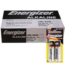 에너자이저 알카라인 AA건전지, 2개입, 20개