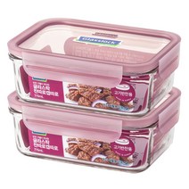 글라스락 찬따로 캡따로 직사각 밀폐용기 고기반찬용, 1세트, 715 ml 2p