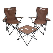 조아캠프 트래블 캠핑 테이블 의자 4종 세트, 브라운