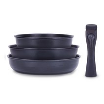 팰러스 IH 인덕션 스마트핸들 프라이팬 4p 세트, 엣지블랙, 프라이팬 20cm + 28cm + 웍 26cm + 손잡이