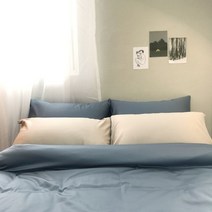 한국침구 100수 매트커버 침구 세트, 더스티블루