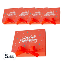 도나앤데코 크리스마스 직사각 포장 상자 소 5p + 리본 5p, 노엘 레드, 5세트