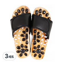 마켓A 조약돌 마노 발지압 슬리퍼 245-250mm, 3세트, 블랙