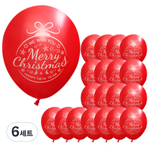 오너먼트 크리스마스풍선 30cm x 20p + 손펌프 랜덤발송 + 컬링리본 화이트 소, 레드, 6세트