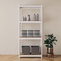 스피드랙 조립식 철제 앵글 선반 4단 800 x 400 x 1800 mm, 화이트, 1개