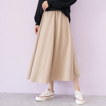 빅걸스토리 여성용 빅사이즈 허니 밴딩 훌 치마 캐주얼 골지 롱스커트