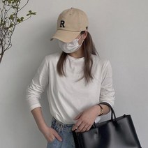 큐랑 여성용 면 슬림 심플 이너 기본 티셔츠