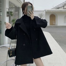 루나걸 여성용 파인 더블 모직 하프 코트