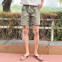 머시따 테이퍼드핏 린넨 밴딩 반바지