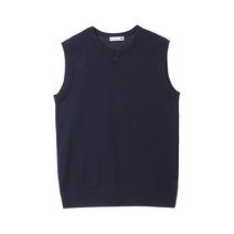 베이직하우스 남성용 컴팩코튼 솔리드 트임 넥 니트베스트 HUKT1101