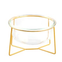 스펜서 반려동물 골드 와이어 유리 그릇 소형 480ml, 투명 + 골드, 1개