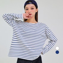 어썸어라운드 여성용 베이직 스트라이프 티셔츠