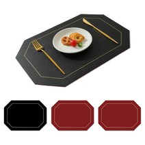 BRIVIEW 노르딕 양면 식탁매트 4매 세트, 블랙   레드, 43 x 30cm