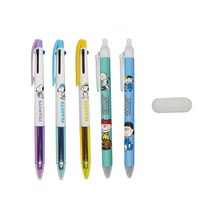 피너츠 스누피 지워지는 3색 볼펜 0.5mm 3p + 단색 볼펜 0.5mm 2p + 지우개, 혼합색상, 1세트
