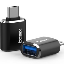 [젠더4096디지털] 베이식스 C타입 to USB 3.0 변환 OTG 젠더 A30 2p, 메탈 블랙