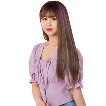가발위드 투톤 스트레이트 컬러 헤어피스 5p + 트윙클 붙임머리 세트, 퍼플스카이블루(피스), 랜덤발송(트윙클 붙임머리), 1세트