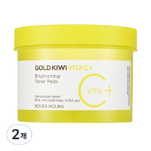 홀리카홀리카 골드 키위 비타 씨플러스 브라이트닝 토너 패드 140ml, 80개입, 2개