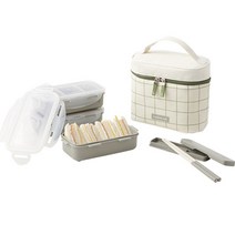 락앤락 모던 체크 3단 도시락세트 + 젓가락, 3단 그린