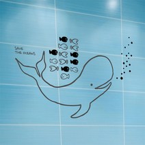 웹데코 그래픽스티커 SAVE THE OCEANS, 블랙 +다크그레이