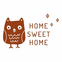 슬로우드로잉 데코스티커 행운의부엉이D, 라이트브라운