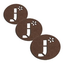 레이저 커팅 펠트컵받침 이니셜 J 3개, 브라운