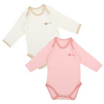 네츄라오가닉 유기농 긴팔 유색 유아바디슈트 1+1 흰색+핑크 6m