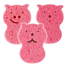장안하이텍 아이엘 순식물성 목욕스펀지, 핑크, 3개