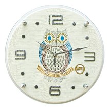 레그노 강화유리 큐빅 벽시계, 화이트부엉이