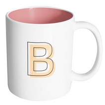 핸드팩토리 아웃라인 알파벳 B 머그컵, 내부 파스텔 핑크, 1개
