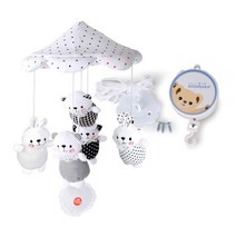 꿈나라 흑백 모빌 + 수동 오르골 세트, 혼합 색상