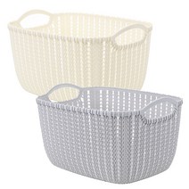 리버그린 짜임 다용도 바구니정리함 S 2p 세트 화이트 + 그레이, 1세트