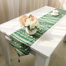 아리코 25 kitchen 유럽풍 테이블 러너 지중해 style, 그린 오션, 4인(32 x 180 cm)