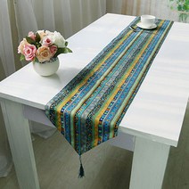 아리코 25 kitchen 유럽풍 테이블 러너 에스닉 스타일, 줄무늬 그린, 4인(32 x 180 cm)