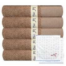 송월타월 뉴명품 타월 5p + 고양이 핸드타월 하늘 2p, 갈색, 1세트