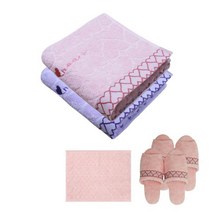 송월타월 스윗하트 슈가 세면타올 랜덤 발송 2p + 슬리퍼 분홍 2p + 발매트, 연분홍, 1세트