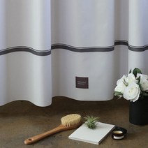 원세븐나인 모던부티크 프레임 패브릭 샤워커튼 1800mm x 1880mm, 1개, 화이트계열