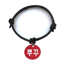 펫츠룩 굿모닝 블랙 반려동물 목걸이 S + 알미늄원형 팬던트 M, 레드(뿌꾸), 1개