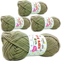 행복뜨기 키즈볼 코튼 뜨개실 4p, 655 카키 베이지