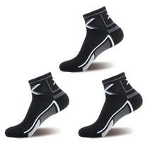 엑스피디 남성용 논슬립 스포츠 양말 3켤레, 블랙