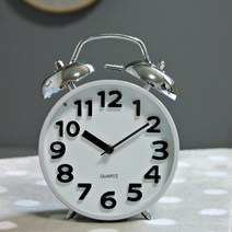 키다리 3D폰트 저소음 트윈벨 탁상시계, 그레이