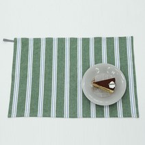 하임앤하임 린넨워싱 스트라이프 키친크로스 60 x 40 cm, 그린, 1개