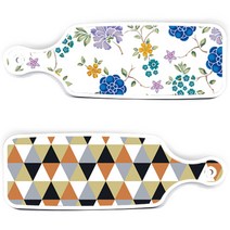 로엠디자인 서빙 도마 2p 오렌지셰브런패턴보드 세트, 로맨틱블루floral화이트, 1세트